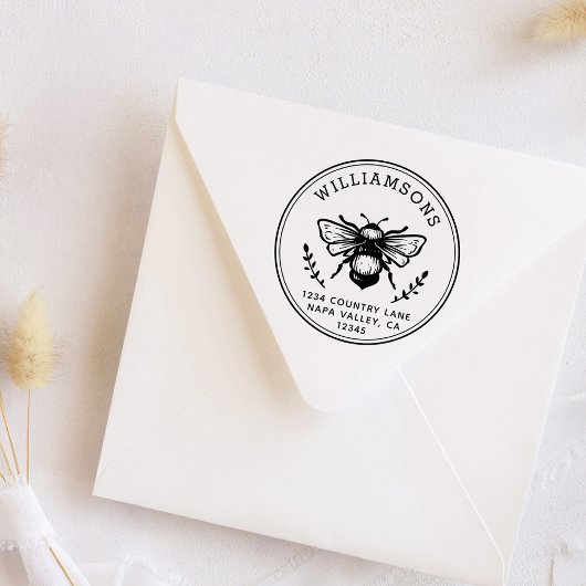 Rustieke hommel | Achternaam Retouradres Rubberstempel