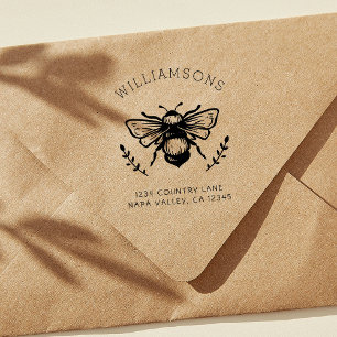 Rustieke hommel   Achternaam Retouradres Rubberstempel