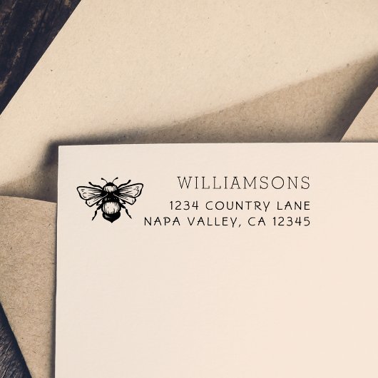 Rustieke hommel | Achternaam Retouradres Rubberstempel