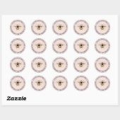 Rustieke Hommels Ronde Retouradres Roze Sticker (Vel)