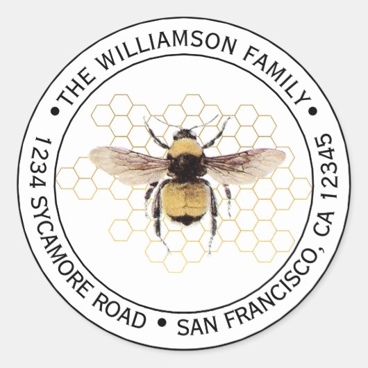 Rustieke Hommels Ronde Retouradresstickers Sticker (Voorkant)