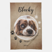 Rustieke hond huisdier foto Vrolijk Kerstfeest Theedoek (Verticaal)