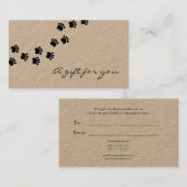 Rustieke hond poot pad kraft papier gift certifica visitekaartje (Voorkant / Achterkant)