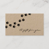 Rustieke hond poot pad kraft papier gift certifica visitekaartje (Voorkant)