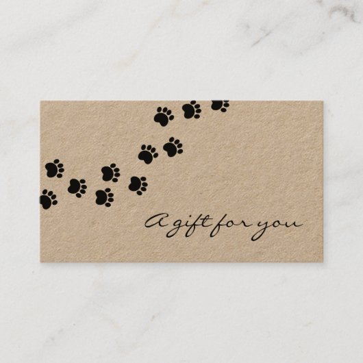 Rustieke hond poot pad kraft papier gift certifica visitekaartje (Voorkant)