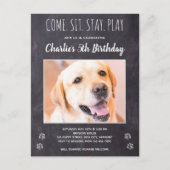 Rustieke hond verjaardagsfeestje puppy huisdier fo uitnodiging briefkaart (Voorkant)