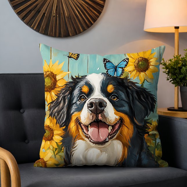 Rustieke hond zonnebloem boerderij decor cadeau kussen (Creator heeft geüpload)