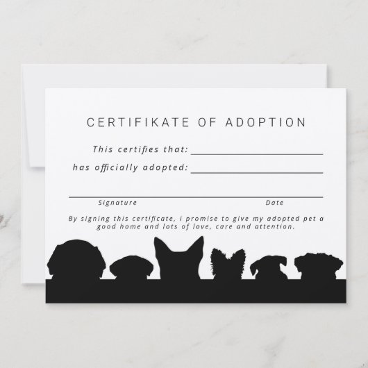 Rustieke honden silhouetten Certificaat van adopti Kaart (Voorkant)