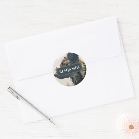 Rustieke hondennaam label Sticker (Envelop)