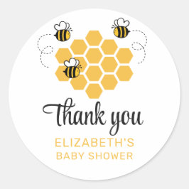 Rustieke Honey Bee Baby shower Favor Dank u Ronde Sticker