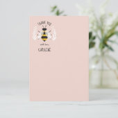 Rustieke Honey Bee Pink Flat Dank u Opmerking Kaar Bedankkaart (Staand voorkant)