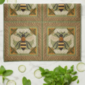 Rustieke Honeybee Faux Quilt Twee Theedoek (Gevouwen)