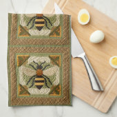 Rustieke Honeybee Faux Quilt Twee Theedoek (Quarter Fold)