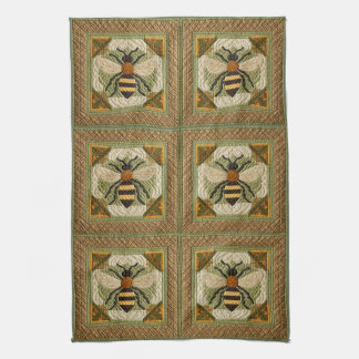 Rustieke Honeybee Faux Quilt Twee Theedoek