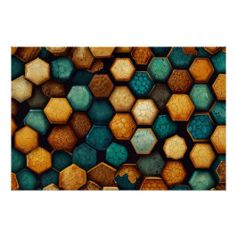 Rustieke Honeycomb Textured Abstracte kunst Poster