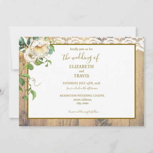 Rustieke Honeyed Pine Wedding Kaart (Voorkant)