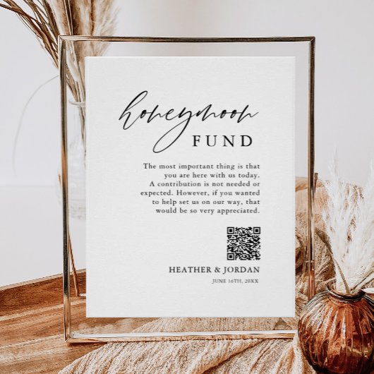 Rustieke Honeymoon Fund QR Wensput Bord Poster