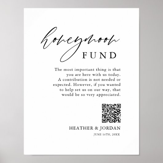 Rustieke Honeymoon Fund QR Wensput Bord Poster (Voorkant)