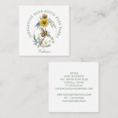 Rustieke Honing Bee Apiary Paardebloem Floral Squa Vierkante Visitekaartje (Voorkant / Achterkant)