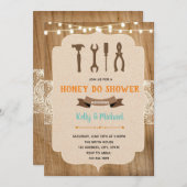 Rustieke honing doen douche Uitnodiging (Voorkant / Achterkant)