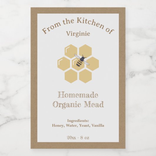 Rustieke Honing of Mead Bottle Label Sticker (Enkel label)