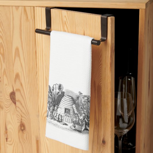 rustieke honingbijenkorf theedoek (Derde Gevouwen)