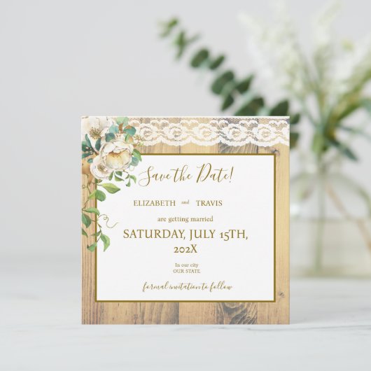 rustieke honingden save the date (Staand voorkant)