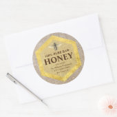 Rustieke honingpotlabel honingbij & imkernaam ronde sticker (Envelop)
