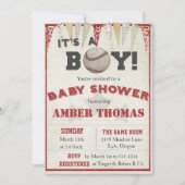 Rustieke honkbal baby jongen shower uitnodiging (Voorkant)
