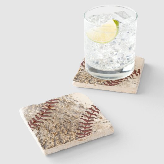 Rustieke honkbal Onderzetters Travertijn Onderzett (Zijkant)