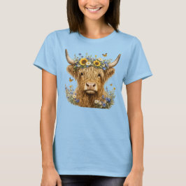 Rustieke Hoogland Koe Bloemstuk T-shirt