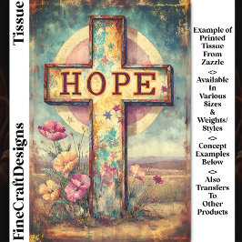 Rustieke "HOOP" Kruis & Bloemen Teken DP7F Decoupa Tissuepapier