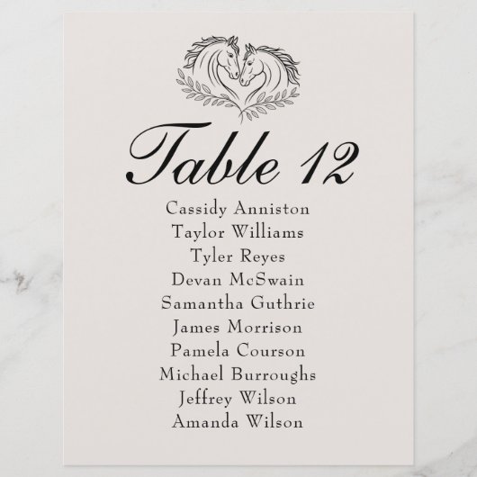 Rustieke Horse Country Westerne bruiloft Zitting G (Voorkant)