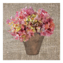 Rustieke Hortensia in Vaas Bloemen op Canvas Perfect Poster