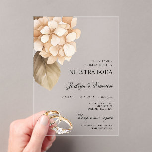 Rustieke hortensia met ring Spaanse bruiloft Acryl Uitnodigingen