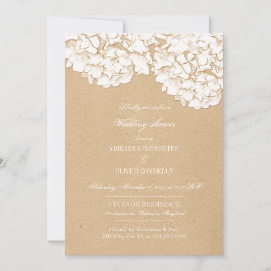 Rustieke Hortensia's Bloemen Trouwdouche Kaart (Voorkant)