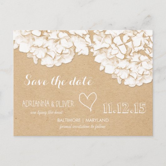 Rustieke Hortensia's Floral Save The Date Aankondigingskaart (Voorkant)