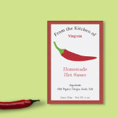 Rustieke Hot Sauce Label Sticker - Chili Pepper