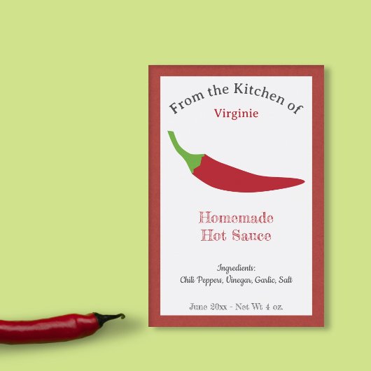 Rustieke Hot Sauce Label Sticker - Chili Pepper
