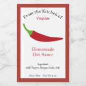 Rustieke Hot Sauce Label Sticker - Chili Pepper (Enkel label)