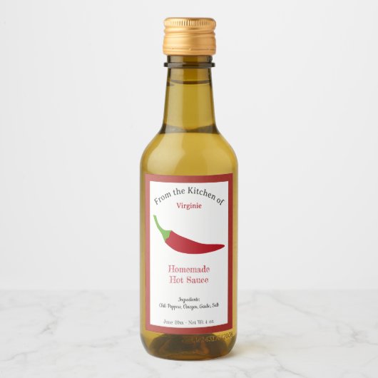 Rustieke Hot Sauce Label Sticker - Chili Pepper (Voorkant)