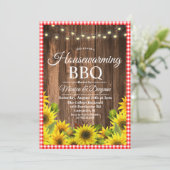 Rustieke Housewarming BBQ Zonnebloem Uitnodiging (Staand voorkant)