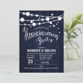 Rustieke housewarming party - Navy Blue Wood Kaart (Staand voorkant)