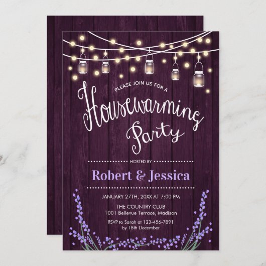 Rustieke housewarming party - Paarse houten lavend Kaart (Voorkant / Achterkant)