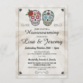 Rustieke housewarming suikerschedels nodigen Hallo Kaart