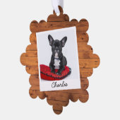 Rustieke hout aangepaste huisdier kat hond foto ornament kaart (Links)