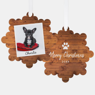 Rustieke hout aangepaste huisdier kat hond foto ornament kaart