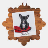 Rustieke hout aangepaste huisdier kat hond foto ornament kaart (Voorkant)