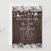 Rustieke hout BBQ koppel babyshower Kaart (Voorkant)