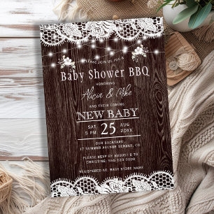 Rustieke hout BBQ koppel babyshower Kaart
